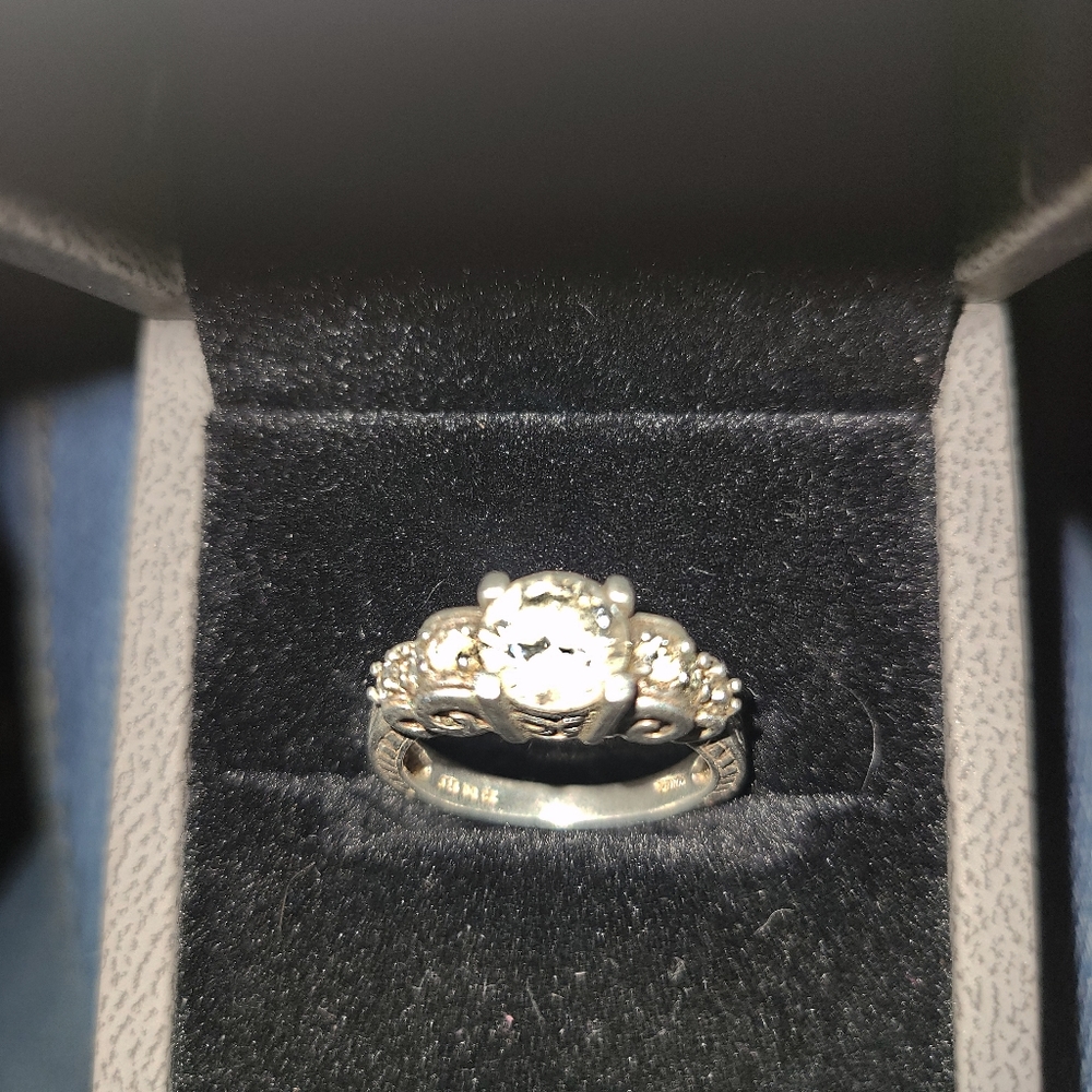 14k white gold plated sterling silver Size 7 ring